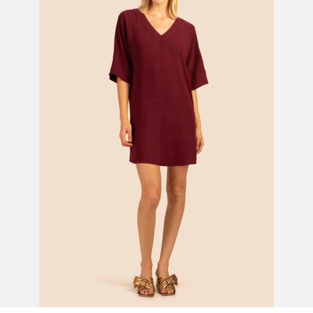 Trina Turk Wine V-Neck Shift Dress